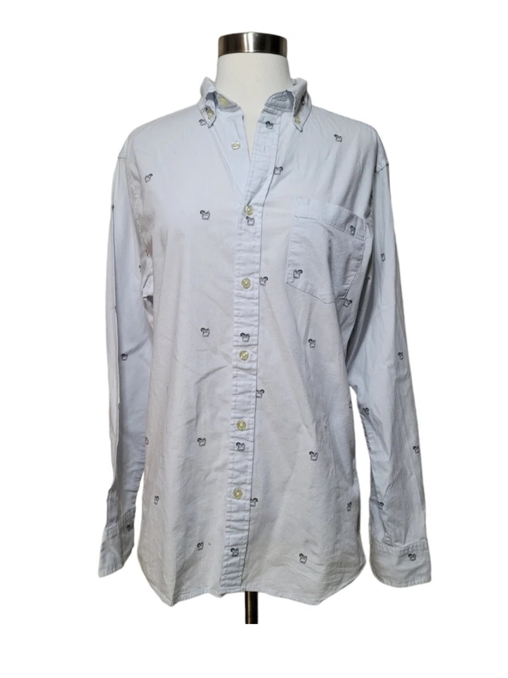 Light Blue Button-Down Shirt with Cocktails